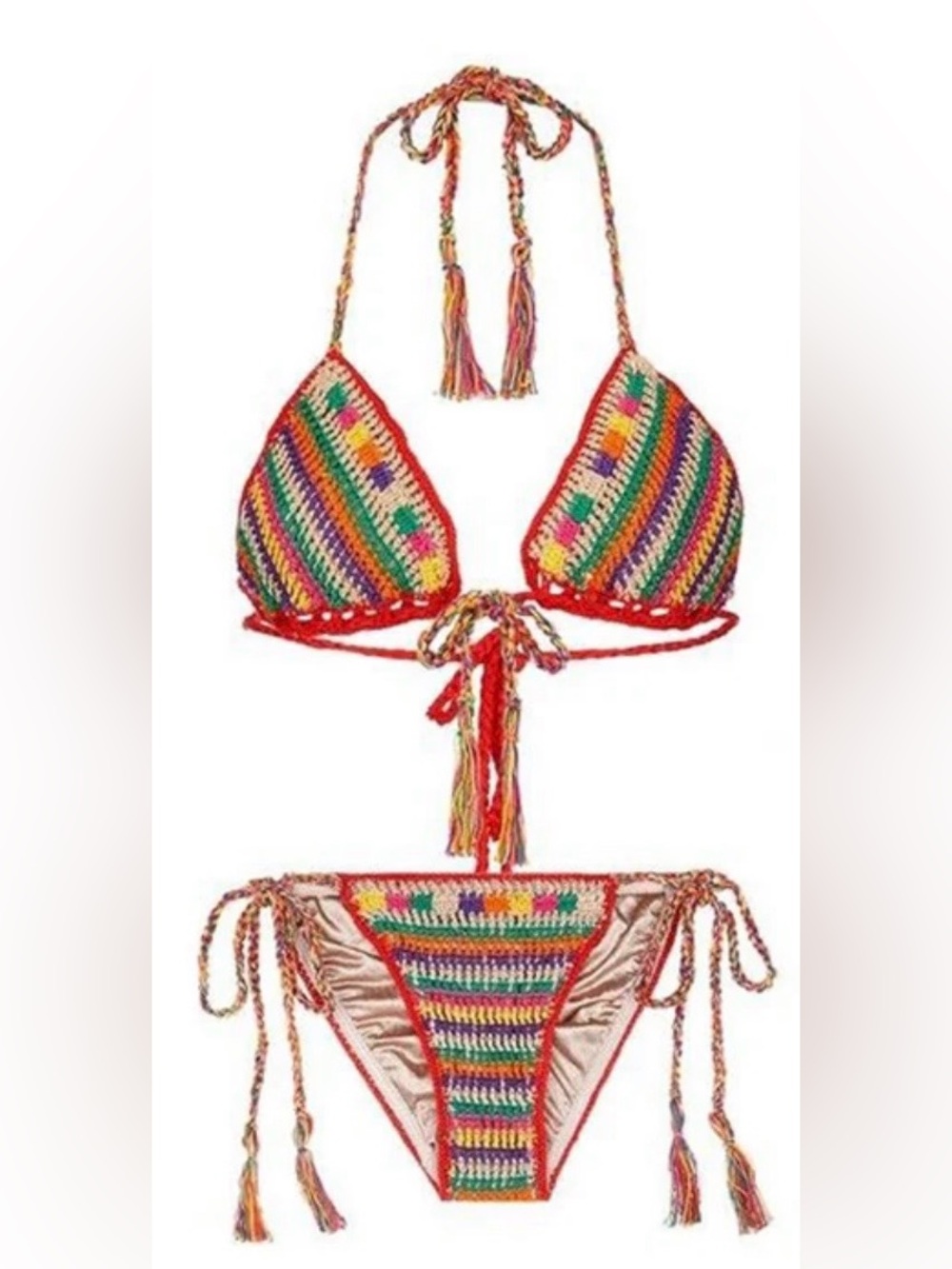 Anna Kosturova multi-color crochet bikini